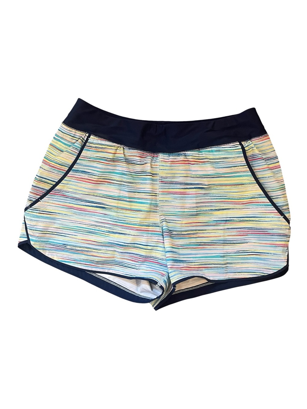 LANDS' END Quick Dry Swim Board Shorts in Paradise Aqua Print WOMEN'S Sz 8